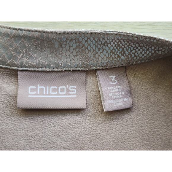 JACKET & MATCHING TANK-CHICO'S-Silver/Gray Snakeskin Like Material-Soft-Size 3/L - Picture 8 of 16